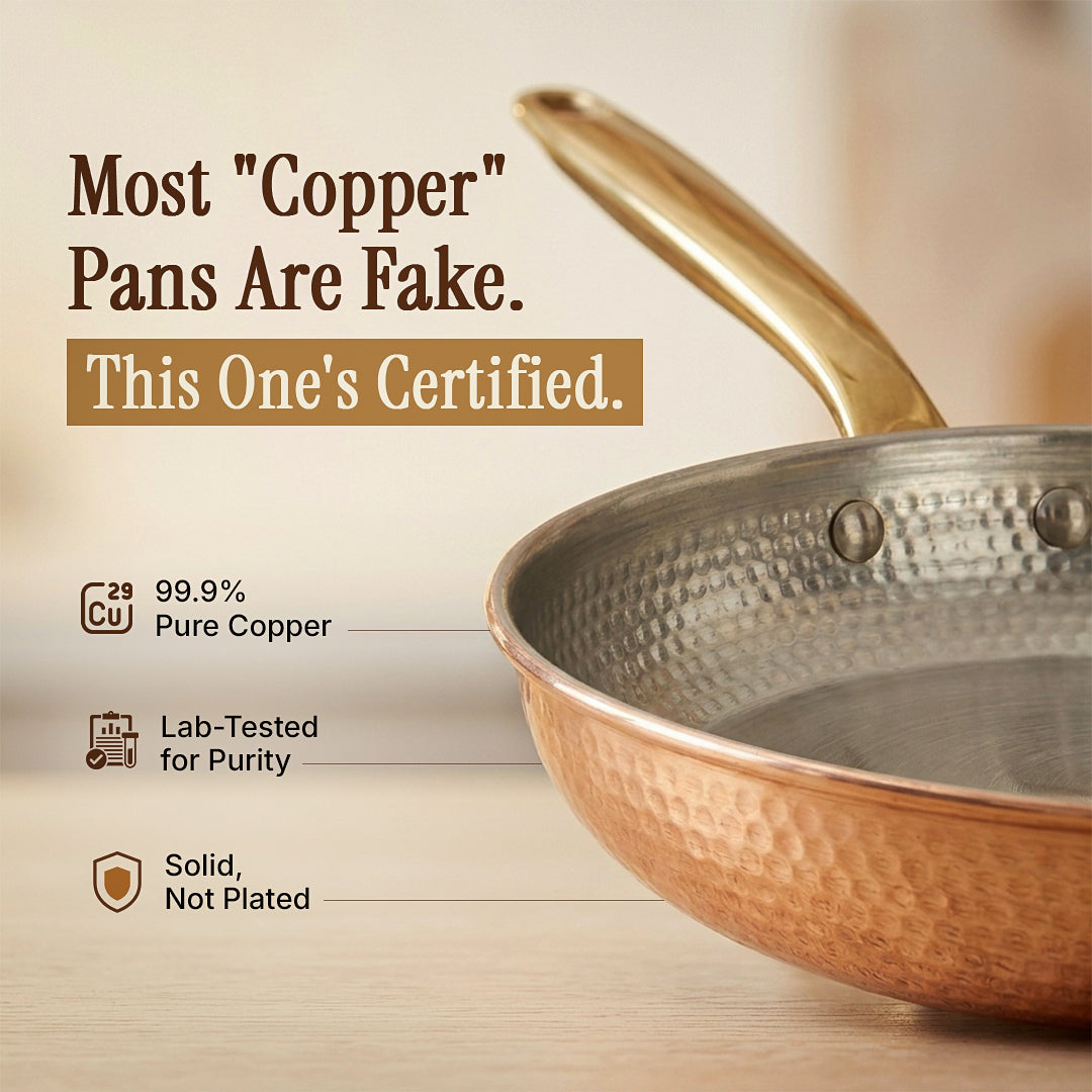 House of Tamra Pure Copper Frying Pan