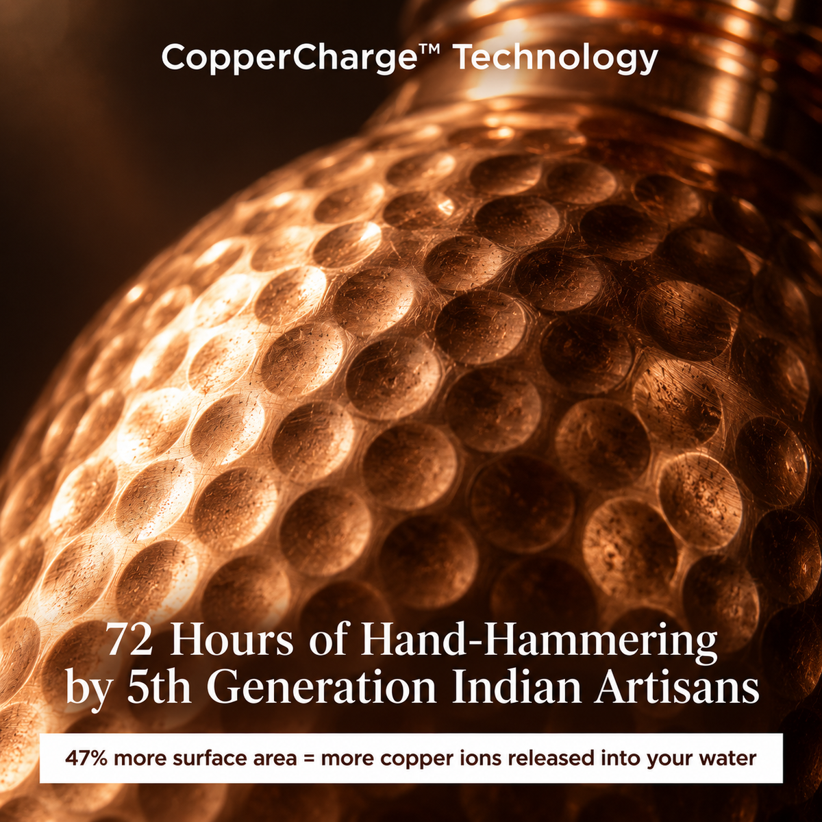 House of Tamra Pure Copper Water Bottles - V2 Hand-Hammered Edition