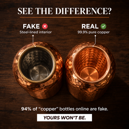House of Tamra Pure Copper Water Bottles - V2 Hand-Hammered Edition